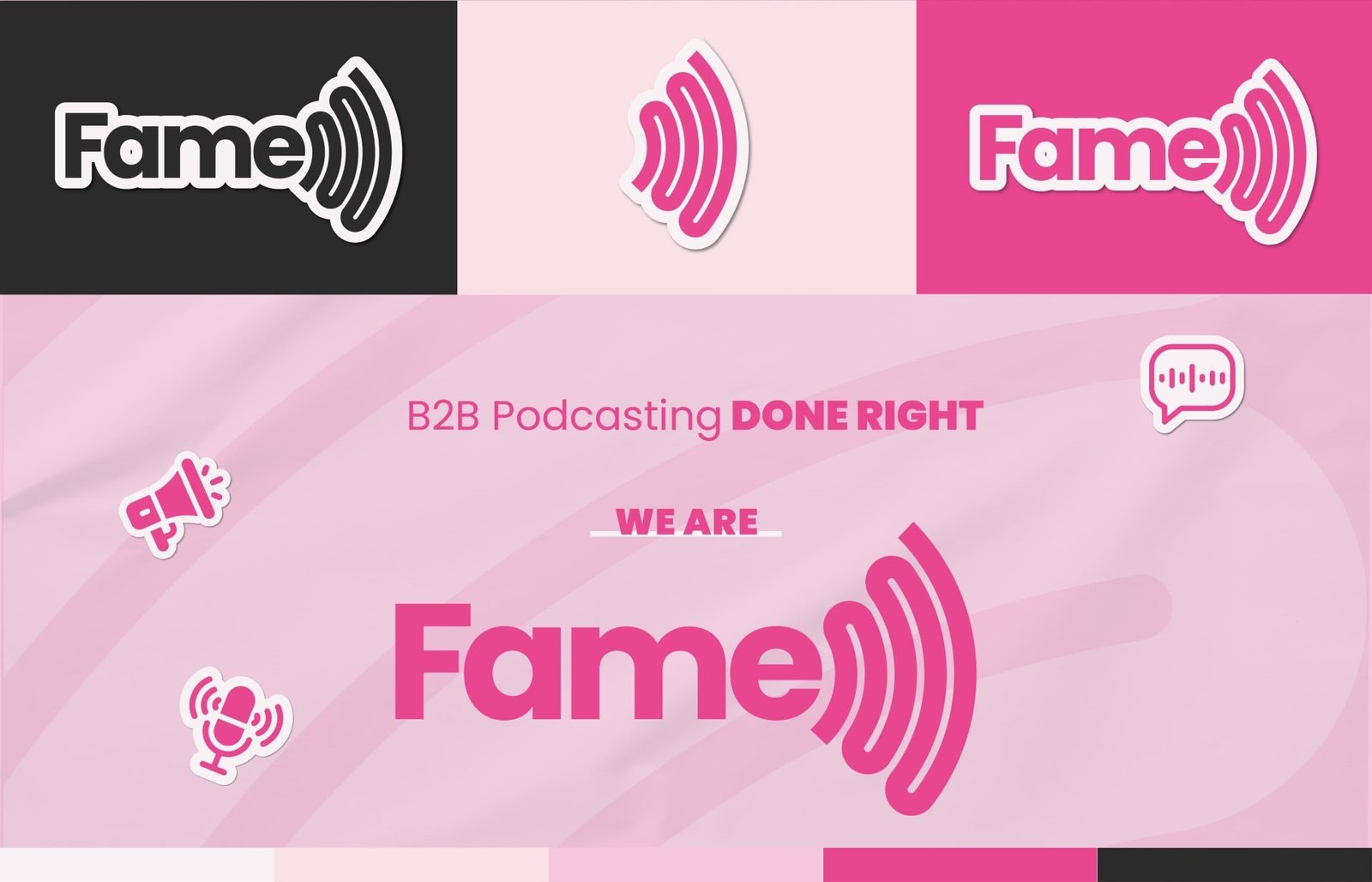 Brand Design & social media design project for Fame, podcasting communication agency specialized in B2B marketing - LOGO VARIATIONS